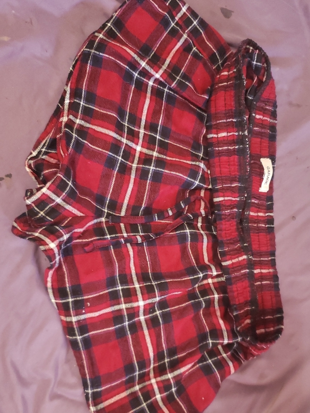 Garage Red and Black Plaid Women's Pajama Shorts